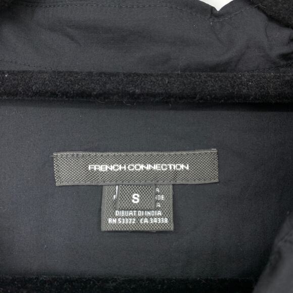 French Connection Top Women's Oversize S Short Dolman Sleeve Collared Black - Picture 5 of 6